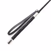 Silver metal thin-bar leather whip