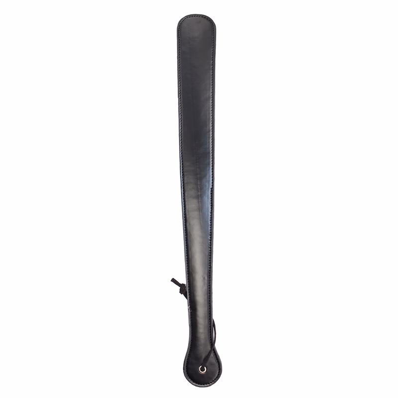 Black leather long-handled paddle