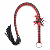 Black and red leather whip