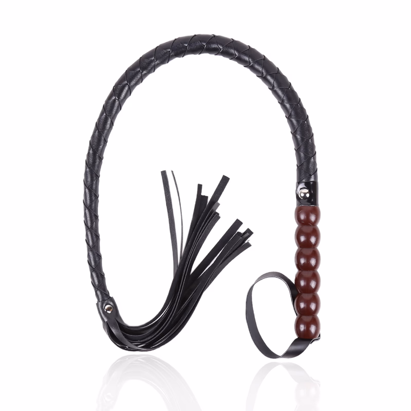 Leather gourd handle - black snake whip