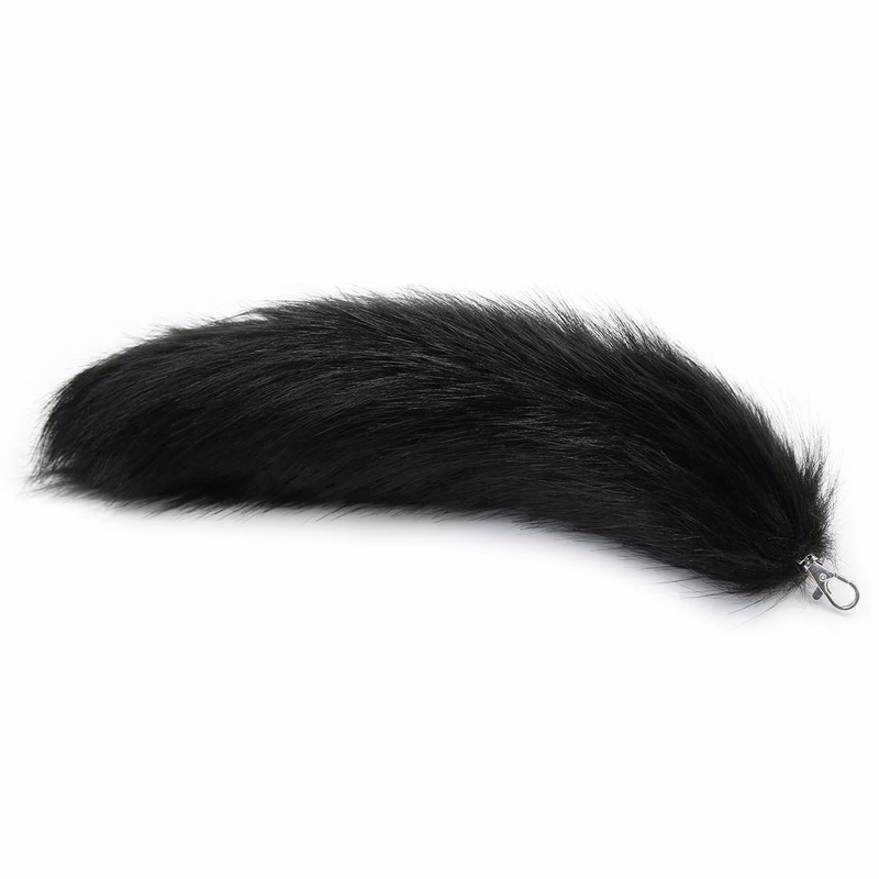 Style E, pure black plush hook tail