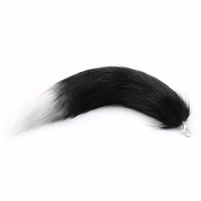 Style F, black and white plush hook tail