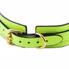 Green glow-in-the-dark leather neck warmer with bells and chains