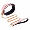 Pink glow-in-the-dark leather neck warmer with bells and chains
