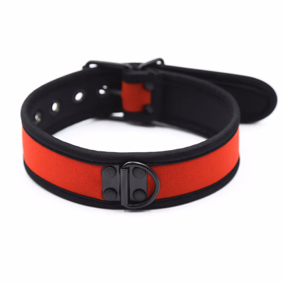 Leather collar, red (chain not included)