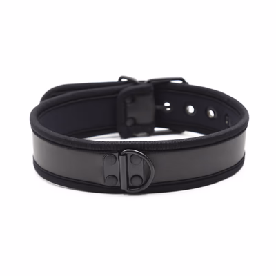 Leather collar, black (chain not included)