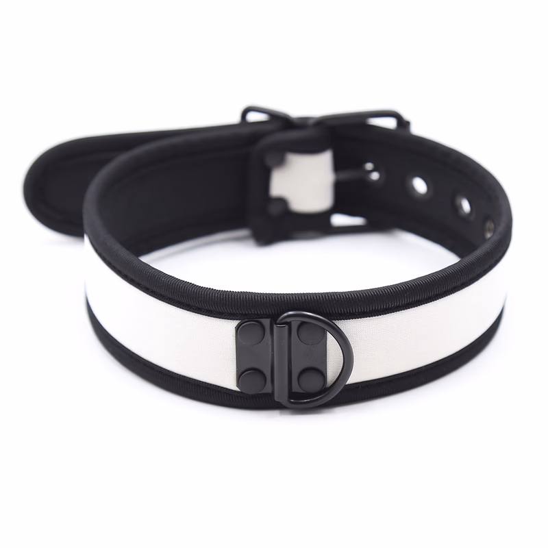 Leather collar, white (chain not included)