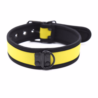 Leather collar, yellow (chain not included)