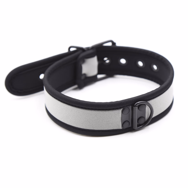 Leather collar, gray (chain not included)
