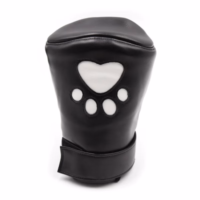Glossy PU leather dog handcuffs with sponge filling and bear paw sleeves