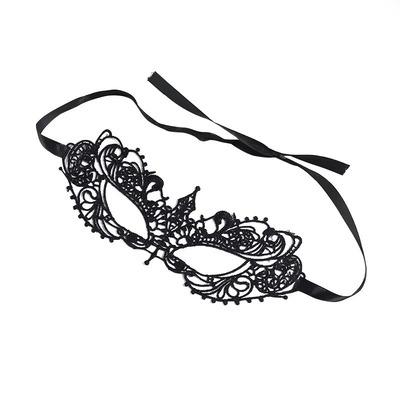 Elegant Decoration Fancy Dress Masks Black Polyester Party Masks With Satin Ribbon Earloops