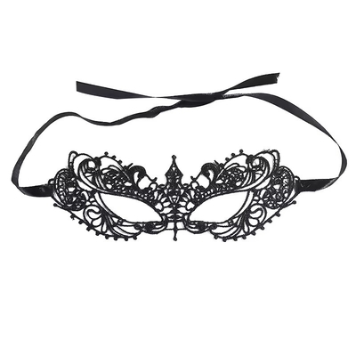Elegant Decoration Fancy Dress Masks Black Polyester Party Masks With Satin Ribbon Earloops