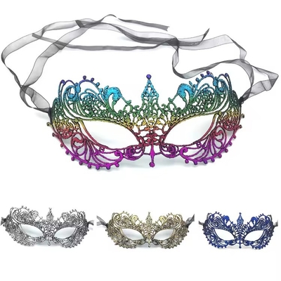 Satin Ribbon Earloop Hot Stamping Lace Eye Masks Roleplay Masks For Parties
