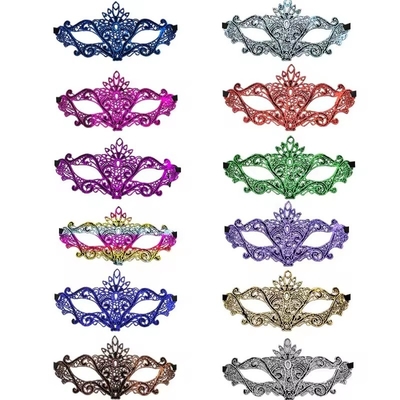Satin Ribbon Tied Adult Polyester Hot Stamping Colored Cosplay Masks For Cosplay Parties
