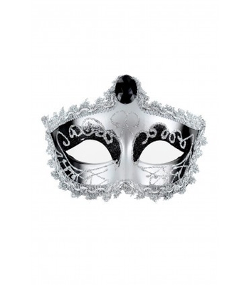 Silver Color Rigid Plastic Mask With Satin Ribbon For Festival Party Decoration