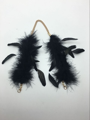 Luxury Black Color Feather Handcuffs Feather Menottes BDSM Toy With Metal Chain