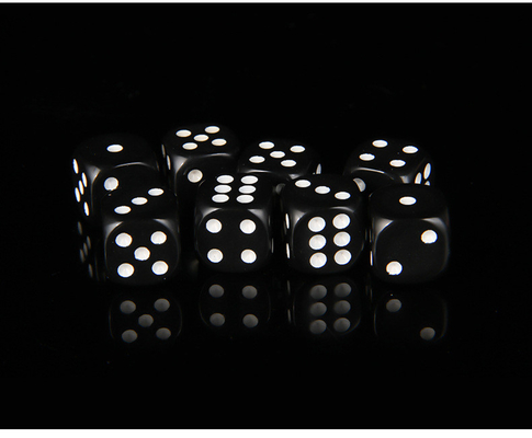12mm Low Cost Black With White Dots Acrylic Dices Board Game Dices Accessories With Good Quality
