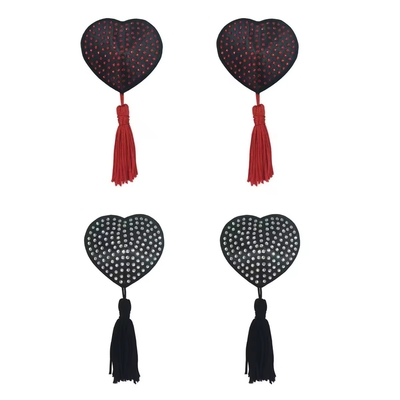 Hear Shape Strass Nipple Covers With Tassles Silicone Nipple Cups Sexy Accessories For Women
