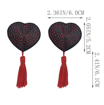 Hear Shape Strass Nipple Covers With Tassles Silicone Nipple Cups Sexy Accessories For Women