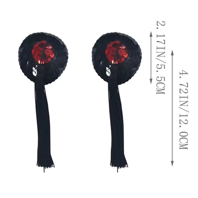 Luxury Round Nipple Tassles Silicone Nipple Pasties With Sequins Sexy Accessories For Nipple Play