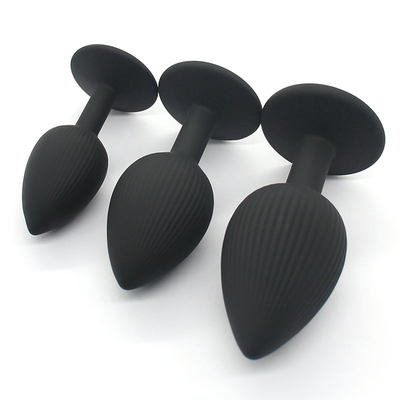 Solid Button With Lines Pattern Silicone Anal Plugs Anal Toys Inspire New Pleasurement Experience