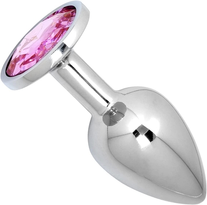 Silver Color Aluminum Alloy Anal Plugs Ana Butt Toys With Round Crystal Diamond Decoration For Sex Games