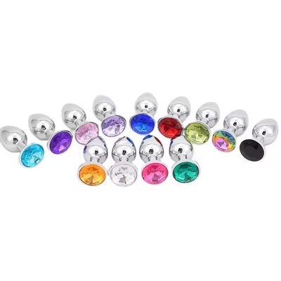 Silver Color Aluminum Alloy Anal Plugs Ana Butt Toys With Round Crystal Diamond Decoration For Sex Games