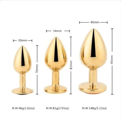 Gold Color Metal Anal Toys Anal Butt Plugs With Crystal Stone Decoration For Anal Game Play