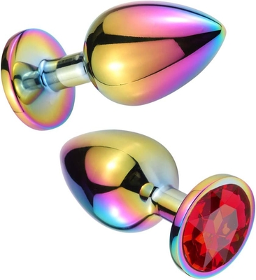 Cool Rainbow Color Metal Insert Anal Toys Butt Plugs Inspiring Men Women Pleasurement