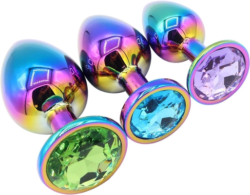 Cool Rainbow Color Metal Insert Anal Toys Butt Plugs Inspiring Men Women Pleasurement