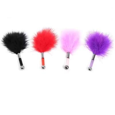 Metal And Acrylic Handle Luxury Feather Tickler Durable And Long-Lasting