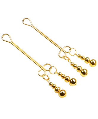 Metal Nipple Clamps With One Size Fit Design With Beads Decoration