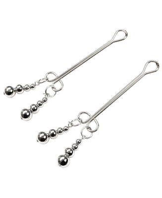 Metal Nipple Clamps With One Size Fit Design With Beads Decoration