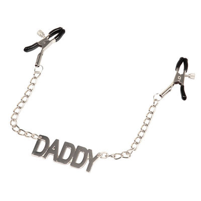 Iron chain nipple clamp torture device letter nipple clamp female toy stage performance prop silver clamp adult sex toys