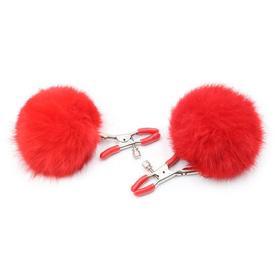 Adult sex toys, SM play toys, rabbit fur fox fur ball nipple clamps