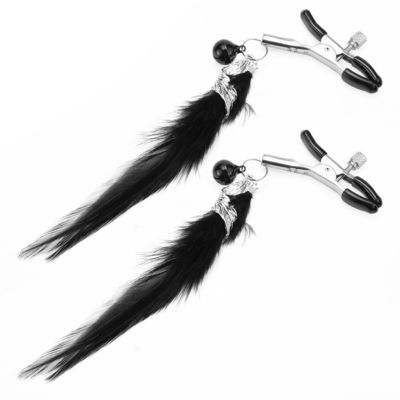 teasing nipple clamps, metal fan-shaped feathers, SM nipples, punishment, training, Sex toys for couples
