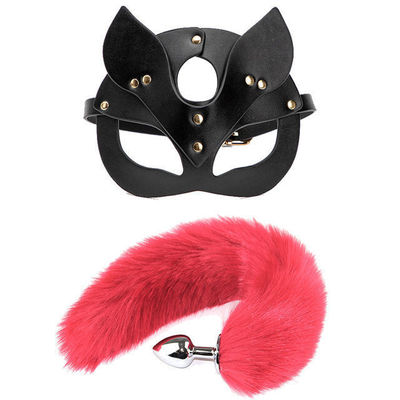 Cosplay RPG, PVC mask, metal anal plug sex toys