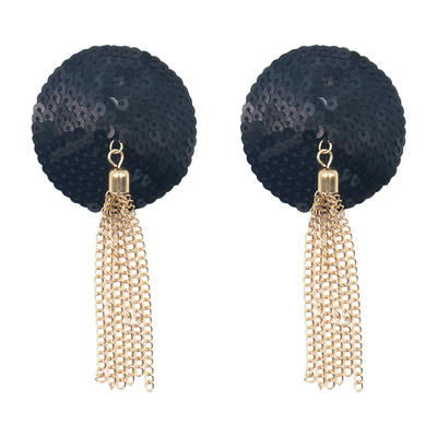 Reusable Sequins Sticky Adhesive Nipple Cover - Color Black