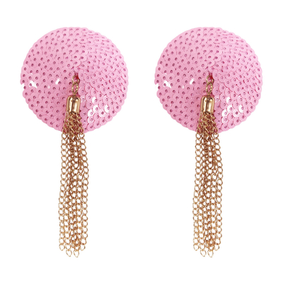 Reusable Sequins Sticky Adhesive Nipple Cover - Color Pink
