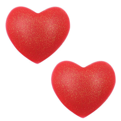 Reusable heart-shaped silicone nipple cover with glitter powder for women - color Red