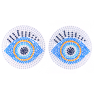 Blue disposable diamond decorated sticker - Eyes pattern