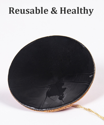 Reusable leather nipple covers with chain for women - color Red