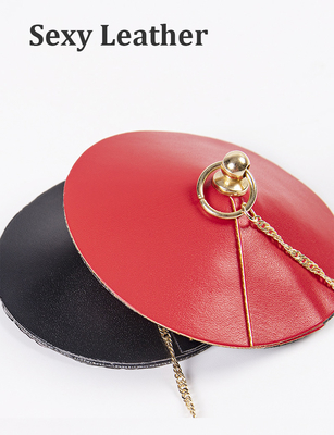 Reusable leather nipple covers with chain for women - color Red