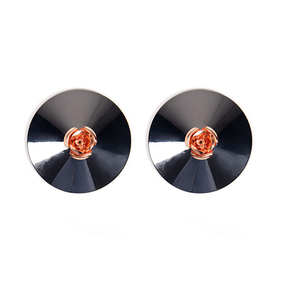 Reusable zinc alloy nipple covers with small flower - color Black