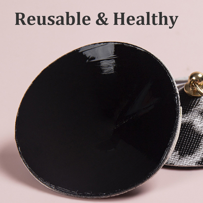 Round leopard-print diamond nipple covers with acrylic pendant