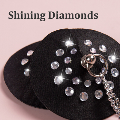 Round PU leather nipple covers with acrylic metal chains