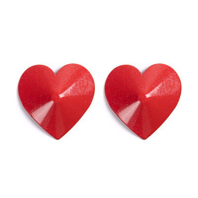 Reusable Heart-shaped Zine-alloy nipple covers - color Red