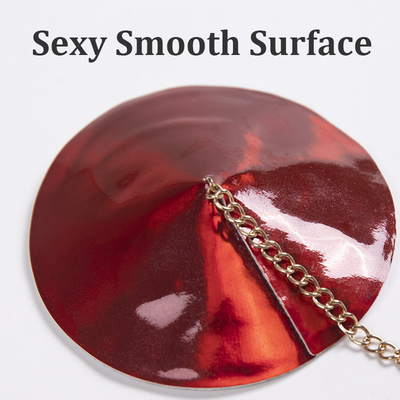Reusable PU leather nipple covers with waterdrop pendant - color Red