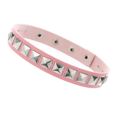 Adjustable Square Rivet Collar - Color Pink