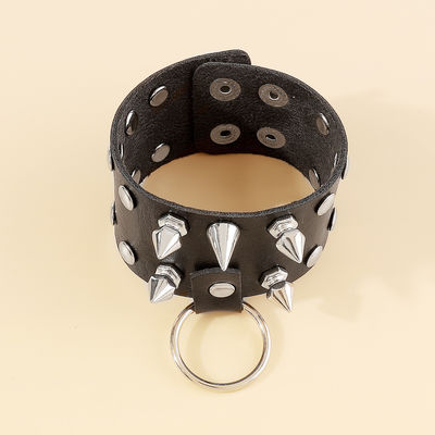 Punk Style PU Leather Wrist Band With Rivet, Black